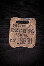 Rare Antique C&O RR Metal Baggage Tag Express Local Ex 19631 - 1.5
