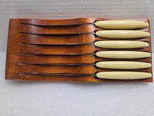 Camillus Ultra Deluxe 6 Piece Steak Knife Set Original Case Vintage picture