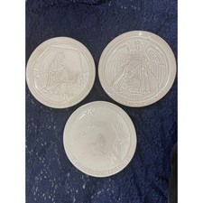 Frankoma Pottery Christmas Plates Set 1969 1973 1975 Manger Annunciation Peace picture