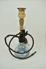 Vintage Hookah Brebbia Pipe Ottoman Style Blue Glass Hose Clay Porcelain Bowl picture