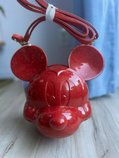 NEW Disney x Loungefly Red Glittery Mickey Mouse Head Crossbody Bag w/ Strap picture