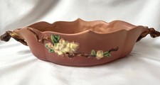 1949 MCM Roseville Art Pottery Pink Apple Blossom #331-12 Ceramic Console Bowl picture