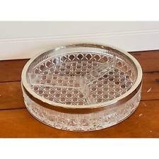 Vintage Heavy Cut Lead Crystal Divided Relish Tray |Candy Dish With Silver picture