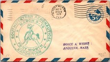 FFC 1929 Southwester Aeronautical Expo - Forth Worth TX To Andover, Ma - J29421 picture