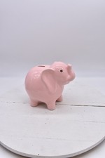 Pink Elephant Piggy Bank Coin Ceramic Porcelain Floral Figurine picture