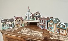 Americana Porcelain Christmas Village Lot Of 6 In Boxes, VTG 1990-91 picture