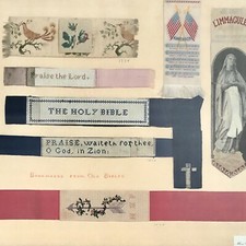 Antique Religious Bible Bookmarks Lot 8 Framed ￼1798-1913 Embroidered 1 Paris picture