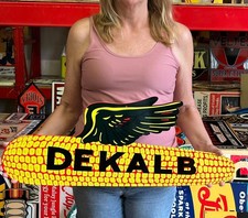 Antique Vintage Style Sign Dekalb Corn NOT Porcelain Made USA 30x12 picture