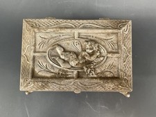 Antique French Rococo Gilt Metal Jewelry Casket Ornate Vanity Box 19thC picture