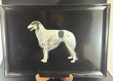 Vintage COUROC Tray Borzoi Dog Black Resin 18