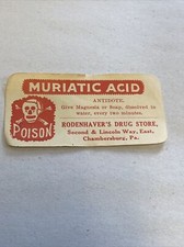 Vintage 1890-1910 Muriatic Acid Chambersburg Pa  Skull Poison Bottle Label picture