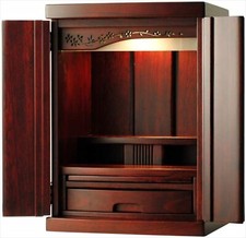 Mini BUTSUDAN Shrine Buddhist Alter Natural Wood W/LED Light NEW picture