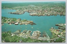 Gloucester Harbor Rocky Neck Cape Ann MA 1978 Aerial View Postcard picture