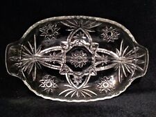 Anchor Hocking Star of David Cut Glass Oblong Divided 6x10 Relish Dish 1960s picture