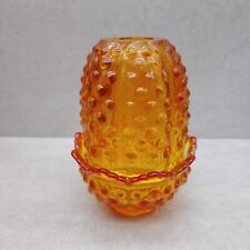 Vintage Fenton Art Glass Hobnail Fairy Light Lamp Amberina Orange picture