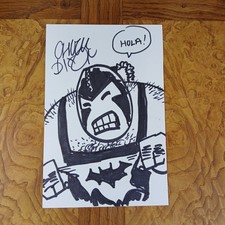 Bane Creator Chuck Dixon SIGNED Hand Drawn Original Bane Marker Sketch 5.5 x 8.5 picture