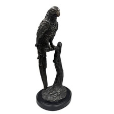 C. Williams Bronze Tone Parrot Perched Sculpture Figure Black Base European Rare picture