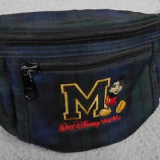 Vintage Walt Disney World Mickey Mouse Fanny Pack Black Watch Tartain Plaid 90s picture