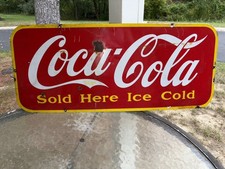 COCA-COLA SOLD HERE ICE COLD PORCELAIN SIGN picture