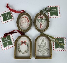 2026 Target Bullseye Gold Frame Christmas Ornaments Set of 4 Wreath Santa Tree picture