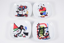 Vintage Set 4 Plates Joan Miro Porcelain Set Abstract Surrealist Art 1989 Spain picture