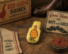 Vintage Red Goose Shoes Advertising Kirchhof Toy Clicker Tin Litho 1930's picture