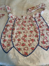 Vintage Authentic 1950s Scalloped Half Apron Ribbon Rose Floral Cottagecore picture