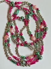 GORGEOUS Vintage Mercury Glass Bead Garland W Shaped Czech Beads 84” (517) picture