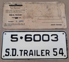 New NOS 1954 South Dakota S.D. Trailer 5*6003 License Plate 9