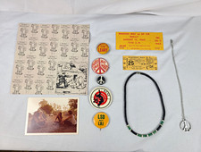 Vtg 1969 Counterculture Lot Woodstock Ticket Protest Pins Jewelry w/provenance  picture