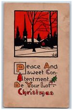 Chicago IL Postcard Wall Artist Signed Christmas Arts Crafts 1914 Antique picture