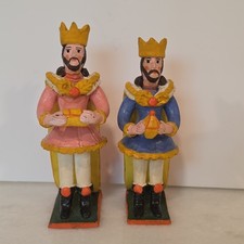 Vintage Estremoz Portugal Clay Figures Nativity 2 Kings Wisemen Signed picture