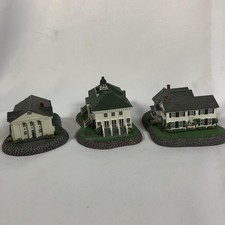 Norman Rockwell Hometown Set of 3 Rhodes Studios Town Hall Playhouse Rectory picture
