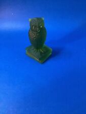 Westmoreland Vintage Frosted Green Glass Owl Sitting on Books Handmade picture