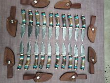 LOT OF 20, 6 inches Handmade Damascus Steel Skinner Knives in Stag horn W/Sheath picture