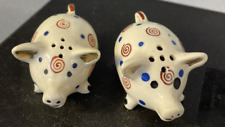Pig Salt & Pepper Shakers Polka dot Japan small w/corks picture