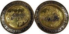 Vintage Wall Hanging Brass Plate Plaque Embossed Yorktown Independence UK Lot 2 picture