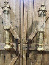 One Pair vintage Wells Fargo & Co. Express  brass Coach Lanterns. picture