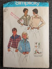 Vtg Pattern SIMPLICITY #7051 Misses Western Shirt 70s Embroidery Transfer Sz 10 picture
