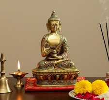 Buddha - Meditating Buddha Metal Idol Statue picture