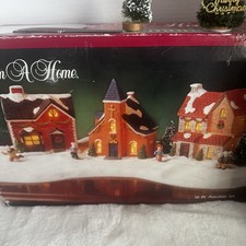 Trim A Home Holiday Memories 10 Pc Porcelain Lighted Christmas Village Set picture