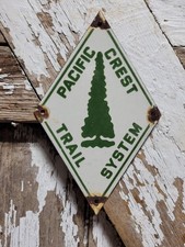 VINTAGE PACIFIC CREST TRAIL SYSTEM PORCELAIN SIGN NATIONAL PARK HIKING MARKER picture