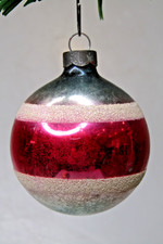 Vintage pre WWII Glass Mica STRIPES Patriotic BALL Christmas Ornament US of A picture
