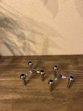 Vtg. Pr. MCM Fritz Nagel  Modular 2 Candle Holders Chrome Tripod Stacking picture
