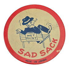 Vintage 1940s Sad Sack Humor Pinback Button Made in Japan 2.25 Inch picture