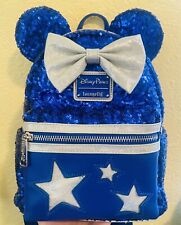 Sequin Loungefly Disney Parks True Blue Sequin Mini Backpack Make A Wish Retired picture