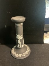 ANTIQUE WEDGWOOD LARGE BLACK JASPER DIP CANDLE STICK  CA. 1860 picture