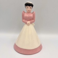 Vintage 1950s California Cleminson’s Woman Lady Figural Bell Ceramic RARE Pink picture