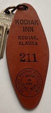 RARE Vintage Kodiak Inn Kodiak, Alaska Brown Masonite Hotel Room Key #211 Fob picture