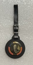1908 William H Taft For President Campaign Watch FOB Celluloid Pin Leather Strap picture